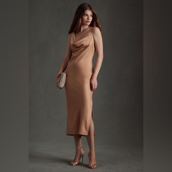 BHLDN Anthropologie August Satin Charmeuse Midi Bridesmaid Dress 8 - Picture 1 of 3